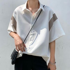 Herenjurken shirts zomer witte mannen mode samenleving heren Koreaanse losse korte mouw casual ijs zijde m-2xl