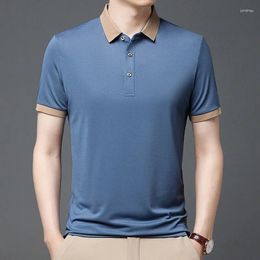 Camisas de vestir para hombres Jóvenes de verano Guapo Perla Algodón Polo Cuello Camiseta Sólido Manga corta Moda Camisa de lujo Fir Top