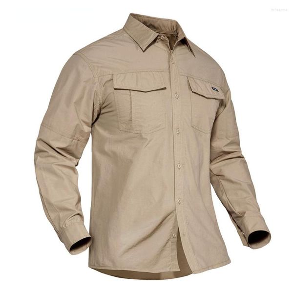 Chemises habillées pour hommes chemise tactique à manches longues Protection de la peau militaire hauts de Combat ville randonnée marche en plein air Camping homme