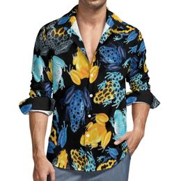 Heren Overhemden Tropische Kikkers Overhemd Heren Kikker Grappig Wildlife Designs Casual Stijlvol Grafisch Blouses Lange mouw Trending Oversized tops 230629