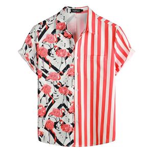 Heren DRAAD SHIRTS UNISEX SHIRT 3D Gedrukte Stripe Turn Down Collar Casual Daily Daily Short Sleeve Designer Grafische oversized Hawaiian M