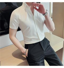 Chemises habillées pour hommes V-colmes à manches courtes Chorse Chose Casual Iron Iron Slim Fit Handsome Color Color Business Office Wear Wear