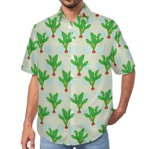 Camisas sociais masculinas Vector Rabanetes Camisa casual com estampa de legumes Praia Solta Blusas havaianas estilosas Manga curta Gráfico tamanho grande Top 230629