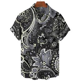 Chemises habillées pour hommes Vintage 3D Paisley motif chemise décontractée manches courtes haut été surdimensionné t-shirts noir imprimé hommes vêtements 5XL 230826