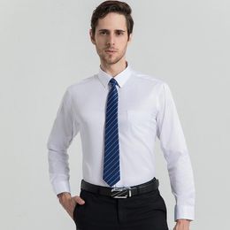 Heren-jurk shirts wit shirt heren met lange mouwen slanke fit gemakkelijk om te zorgen voor zakelijke formele slijtage high-end gevoel