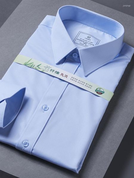 Camisas de vestir para hombres Camisa blanca de manga larga para hombres Traje de corte casual de negocios Ropa de trabajo de boda formal corta