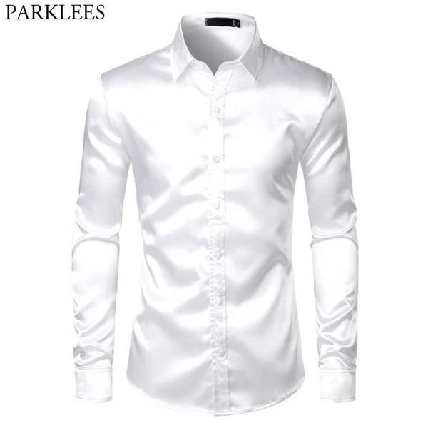 Chemises de robe masculine Silk Silk Smok Tuxedo Men 2023 Marque Long Sleed Mens Robe Shirts Party Party Dance Casual Shirt Chemise D240507