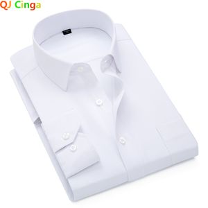 Chemises habillées pour hommes Chemise en coton sergé blanc pour hommes à manches longues cols carrés à simple boutonnage Affaires Mariage Camisa Bleu Rose Homme Chemise S-5XL 230808