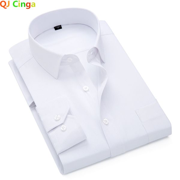 Chemises habillées pour hommes Chemise en coton sergé blanc pour hommes à manches longues cols carrés à simple boutonnage Affaires Mariage Camisa Bleu Rose Homme Chemise S-5XL 230609