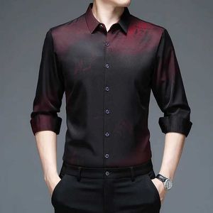 Chemises de robe pour hommes Vins Red Black Mens Robe Shirts New Fashion Long Slet Shirt Men Slim Fit Resistant Soft Non Quality Shirt D240507