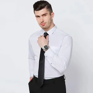 Chemises habillées pour hommes chemises en rides à manches longues à manches longues minces fermes de repirage social