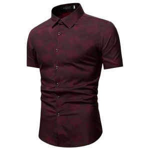 Chemises habillées pour hommes Jeunes hommes Couleur d'été assortie Chemise à manches courtes imprimée Tendance de la mode Bouton décontracté pour hommes