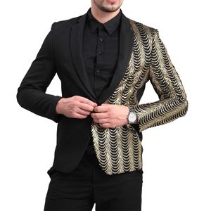 Robe pour hommes Couture Paillettes d'or Fête de mariage Costume Hip-Hop Costume de chanteur de mode Costume Blazer Veste X0909