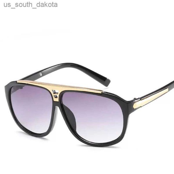 Gafas de sol de conducción para hombre, negras, a la venta, gafas de sol de diseño grande de gran tamaño a la moda para mujer y hombre con estuche, marco de descuento L230523