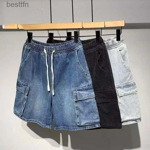 Short en jean taille élastique pour hommes, été décontracté, ample, Hip Hop, pantalon court, l231208
