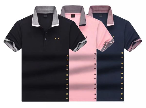 Polos brodés pour hommes Polo décontracté d'affaires POLO à manches courtes été col côtelé T-shirt polyvalent