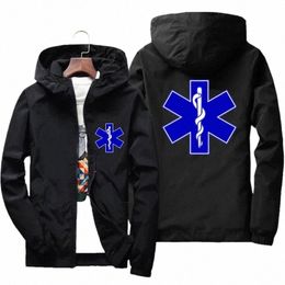 EMT Ambulance d'urgence pour hommes Star Of Life EMS Coupe-vent Zipper T-shirt Pilote Vêtements épais Manteau Casual Bomber Jacket 7XL F2tn #