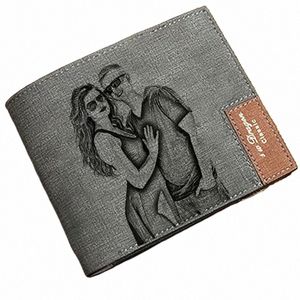 portefeuille gravé à gravure pour le cuir Pu en cuir court sac à main mince pour hommes cadeaux persalisés pour le mari beoy-ami mariage 51ot #