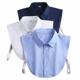 Faux chemise pour hommes, col demi-corps, vêtements professionnels, blanc, couleur unie, faux col, assorti, printemps/été, Pure Cott Dr l0Ak #