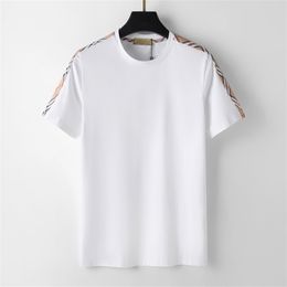 Heren beroemd merk T-shirt zwart wit beige ruit streep merk print luxe 100% katoen anti-rimpel paar street hiphop korte mouw plus-size 3XL#99