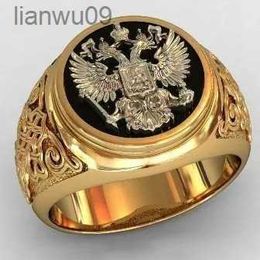 Herenmode 18K Goud Kleur Ring Luxe Dominante Gesneden Ring Bruiloft Verlovingsring Partij Sieraden Maat 613 L230704