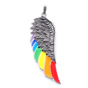 Heren Fashion Angel Wing hanger vintage regenboog email ketting voor vrouwen roestvrijstalen mode -sieraden bn375