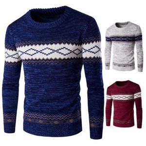 Heren mode herfst / winter trui casual gestreepte mannen O-hals truien gebreide mannelijke lange mouw 2018 heren sweaters knitwear y0907