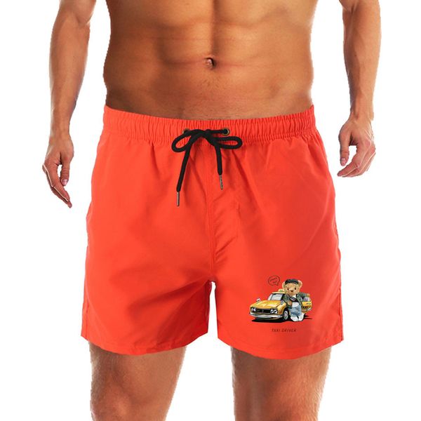 Pantalones cortos de playa a la moda para hombre, pantalones cortos de gimnasio, pantalones cortos de natación de secado rápido con estampado de oso de peluche, pantalones casuales para surfear