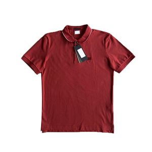 Polo de algodón con cuentas elásticas y botón de solapa a la moda para hombre, camiseta informal de media manga de negocios de gama alta