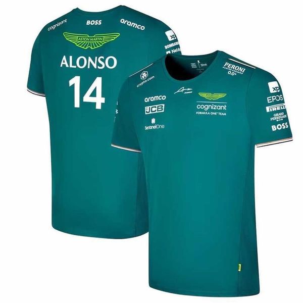 Camiseta de moda para hombre de gran tamaño 2023 Nuevo equipo de carreras de Fórmula Uno de F1 Aston Martin Aramco Cognizant Fernando Alonso Driver Summ243l