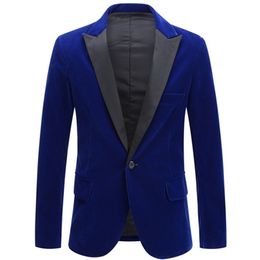 Men S Mode Trend Velvet bruidegom Tuxedo Slim Fit Wedding Party Dress Business Casual Suit Jack Banquet Single Blazers Coat 220822