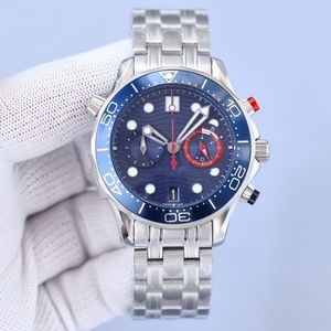 Montre de mode pour hommes, boîtier transparent, 44mm, miroir saphir, mouvement chronographe à Quartz, montre d'extérieur, cadran noir, acier inoxydable, Business 007 moissanite