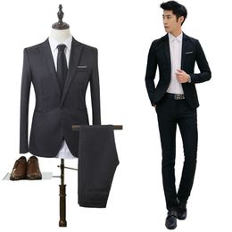 Mens Blazers Mode Bruiloft Suits Prom Stuk Bruidegom Tuxedos GroomsMen Suit 2 Wholesale Supply Suit Set Mens Leisure