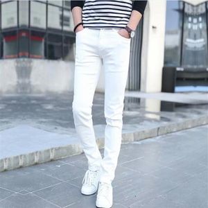 Jean blanc à la mode pour hommes, pantalon droit Slim décontracté pour jeunes hommes, Denim222P