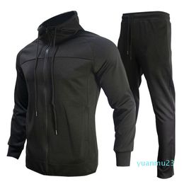 Ensemble de vêtements de sport à la mode pour hommes, vêtements d'extérieur de printemps et d'automne, pantalons longs, sweat à capuche, fermeture éclair complète, créateur de motifs de lettres classiques, ensemble de sport de course de marque de luxe