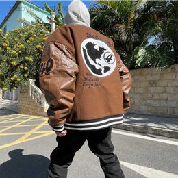 Faux Faux Faux Leather American Retro Bordery Jackets Men Y2K Street Hip-Hop Tendencia de béisbol Uniforme de béisbol Pareja Casual Loose All-Match Jacket