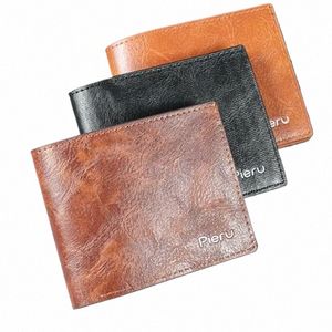 Faux lederen portemonnee voor heren Nieuwe korte casual herenmunt Purse grote capaciteit Horiztal Mey Bag Designer Wallet Billetera HOMBRE Q31A#