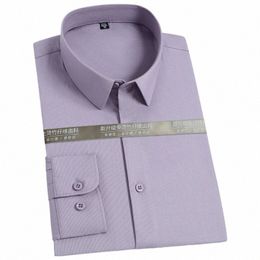 Fi élastique fibre de bambou Lg manches Dr Chemises Pocketl Standard-Fit Busin Bureau de travail Easy-Care Tops Shirt M5Fh #