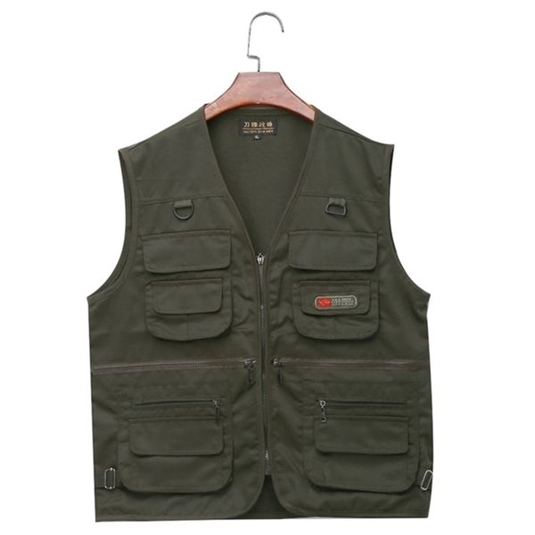 Gilet de Pêche pour Homme avec Zip Multi-Poches pour Photographie / Chasse / Voyage Sports de plein air Vert Armée Noir 201214