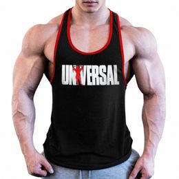 Mannen Fitn Spier Mannen 100% Cott Zweetabsorberende Dunne Schouderbanden Global Printing Tough Guy Vest Sport Training J2ub #