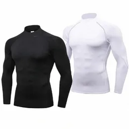 Fitn Sports T-shirt à séchage rapide pour hommes Chemise de course à manches Lg Tight Top Fitn T-shirt p02F #