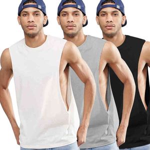 Fitness voor heren mouwloos vest met extreem gevallen armhole crew nek regelmatige fit shirts tanktops