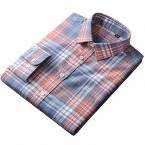 Heren flanel geruite lg-mouwen zwaar katoenen overhemd enkele borstzak comfortabel standaard-fit casual gingham geruite overhemden 11T4#