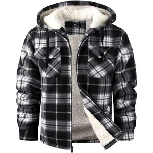 veste chemise en flanelle pour hommes veste à carreaux doublée de laine pull à capuche zippé veste d'hiver veste d'hiver veste d'hiver pour hommes 3PV2R