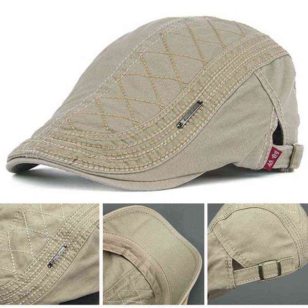 Casquettes plates pour hommes Ivy Cotton Golf Driving Cabbie Newsboy Béret Chapeau d'équitation Grille Broderie Bérets Chapeaux J220722