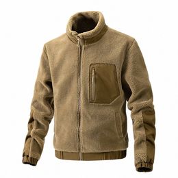 Veste d'hiver épaisse en polaire pour hommes, poche zippée complète, travail en plein air, streetwear chaud, manteau à col montant, vêtements pour hommes n2mc #