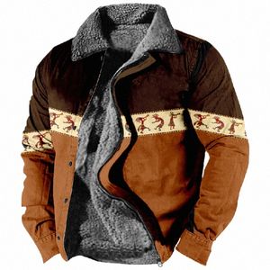 Heren Fleece Warme Jassen Cowboy Denim Patroon Winter Voor Mannen/Vrouwen Dikke Kleding Lg Mouw Sweatshirt Jas Bovenkleding J6lr #