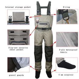 Herenvliegvissen Waders Jacht Borst Waad Buiten Ademend Kleding Wading Broek Waterdichte kleding Overalls Kous Foot 201211