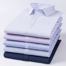 Formeel overhemd voor heren, lange mouw, S~8XL, oversized kantoor, effen kleur, gestreept, anti-rimpel, strijkvrij, mode, zakelijk, witte overhemden 240117