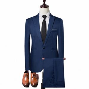 Costumes formels pour hommes Classics Slim Busin Workwear Lg manches revers simple boutonnage blazers fête de mariage garçons d'honneur vestes ensemble r8bi #